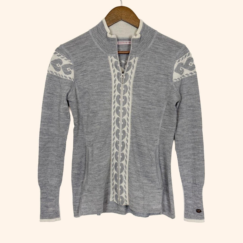 Obermeyer 100% Merino Wool Full Zip Sweater Size S